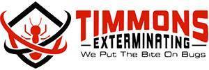 Timmons Exterminating logo, home page. We Put The Bite On Bugs